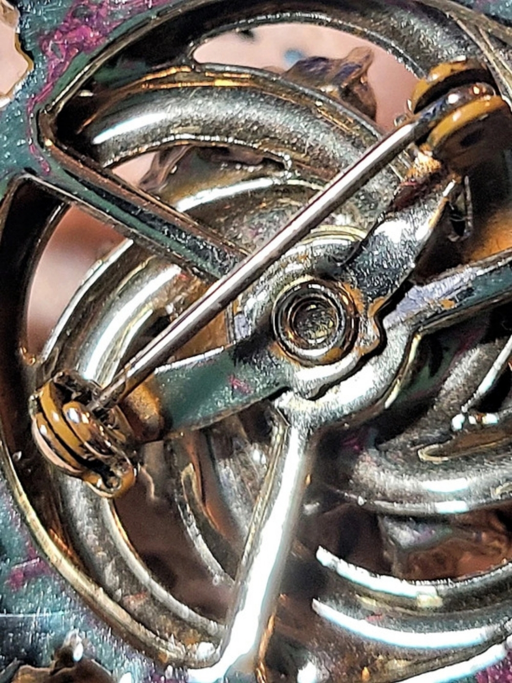 Blue Rhinestone Sunburst Brooch - Picture 9 of 17